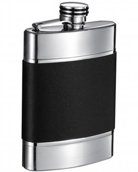 6 oz. Condor Stainless Steel with Partial Matte Black Finish Liquor Flask
