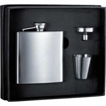6 oz. Stainless Steel Flask Gift Set With Two Shot Cups & Funnel