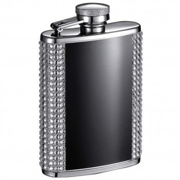 Amanda 3 oz. Black and White Bling Hip Flask