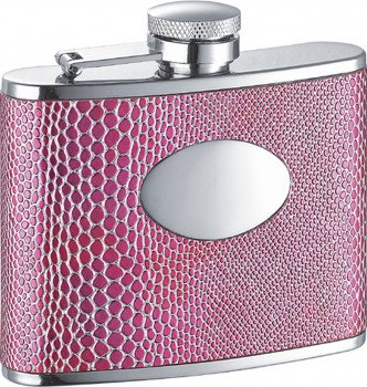 Anaconda Hot Pink Snakeskin Hip Flask - 4 oz.
