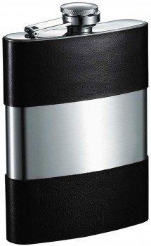 Andrew Handcrafted in USA Genuine Black Leather Flask - 8 oz.