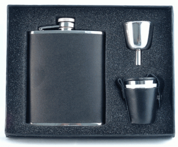 Ano Leather Deluxe Hip Flask Gift Set
