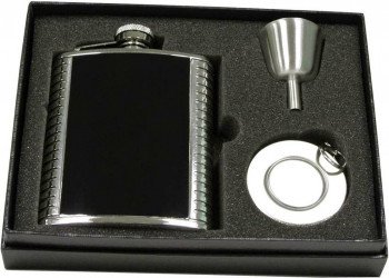 Astaire Black Stainless Steel 6 oz. Stellar Flask Gift Set