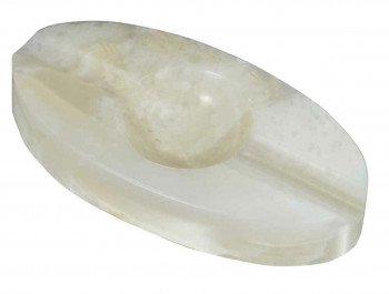 Azure White Oval Onyx Cigar Ashtray With 2 Cigar Rests