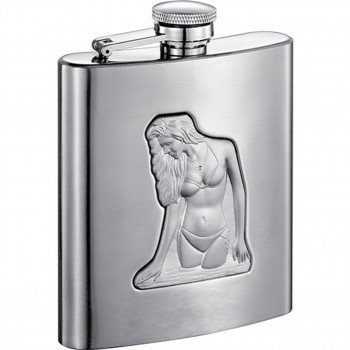 Beach Girl 8 oz. Satin Finish Stainless Steel Hip Flask