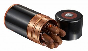 Big Joe 7 Cigar Travel Humidor Black with Copper Trim