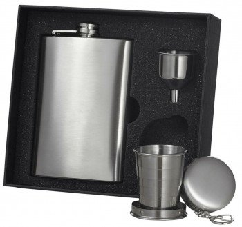 Boris 8 oz. Stainless Steel Flask Gift Set