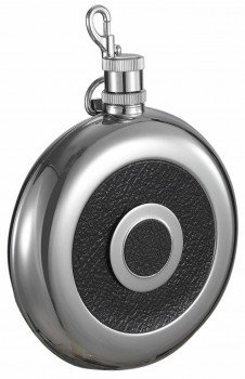 Bullseye II 8 oz. Flask with Built-In Shot Cup and Belt Key Holder