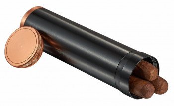 Carlos Jr. 3-Cigar Travel Humidor Black with Copper Trim