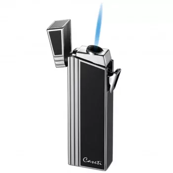 Caseti Black Lacquer Double Designed Compact Torch Flame Lighter