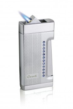 Caseti Marvolo Single Jet Flame Cigar Lighter Engine Turn & Blue Crystal