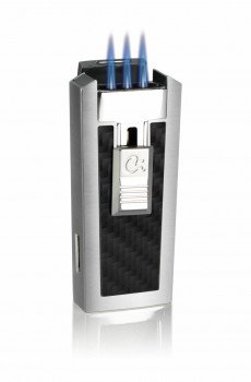 Caseti Tripolis Black Carbon Fiber Triple Torch Flame Cigar Lighter