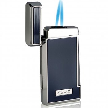 Caseti Tyros Blue Lacquer Double Torch Flame Cigar Lighter
