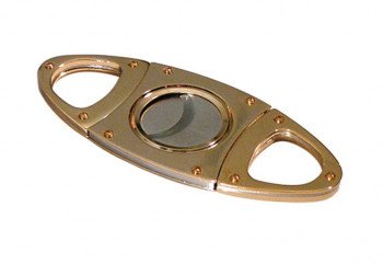 Gold Cigar Cigar Cutter in Black Gift Box - Double Blade
