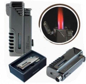 Gotham Quad Torch (4 Flames) w/ Punch Cutter in Gift Box - Gun Metal Gray