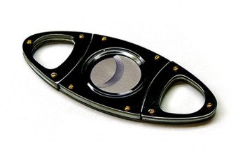 Gun Metal Cigar Cutter in Black Gift Box - Double Blade