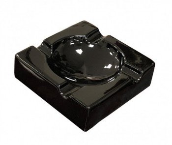 Large Ceramic Black Gloss Ashtray