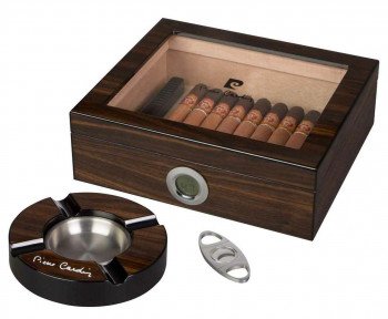 Pierre Cardin Bastrop Glass Top Cigar Humidor Gift Set