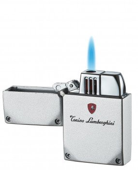 Tonino Lamborghini Duro Torch Flame Lighter Silver Lacquer