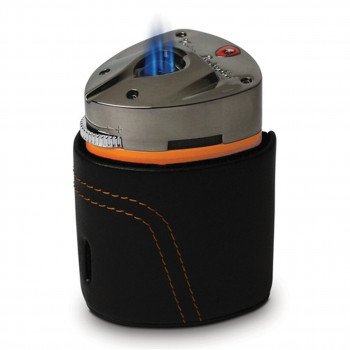Tonino Lamborghini Mugello Orange Triple Torch Table Lighter With Leather Case