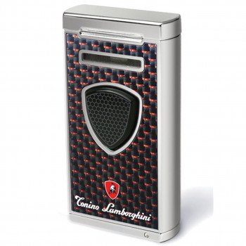 Tonino Lamborghini Pergusa Black And Red Carbon Fiber Torch Flame Lighter