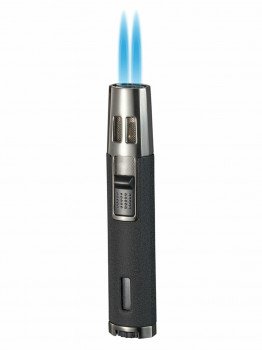 Visol DuoJet Black Wrinkle Double Torch Pen Cigar Lighter