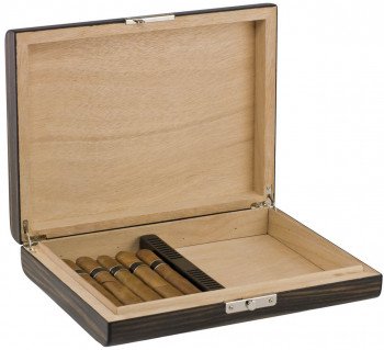 Visol Ebony Wood Travel Cigar Humidor with Humidifier