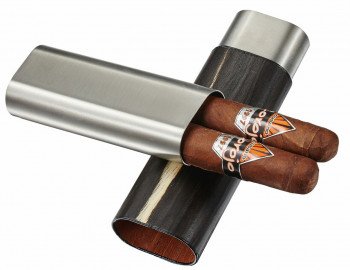 Visol Ryland Dark Exotic Wood & Stainless Steel Cigar Case