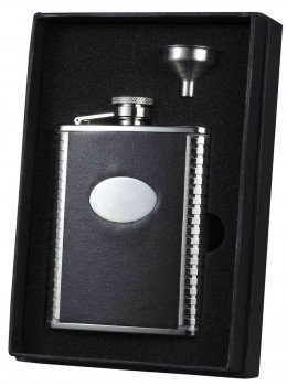 Veda 6 oz. Bonded Leather Liquor Flask Gift Set