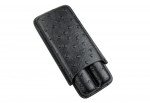 2 Cigar PVC Leather Case Ostrich Style Detail Black
