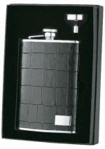 8 oz. Alligator Patterned Leather Liquor Flask