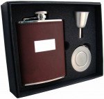 Alcide 6 oz. Brown Leather Stellar Flask Gift Set