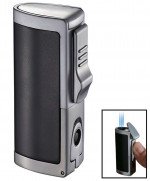Aleus Black Matte Triple Jet Cigar Lighter With Built-In Punch