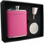 Alexis 6 oz. Hot Pink Leather Stellar Flask Gift Set