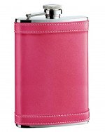Alexis Hot Pink Genuine Leather Hip Flask - 8 oz.