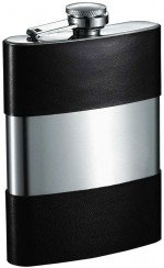 Andrew Handcrafted in USA Genuine Black Leather Flask - 8 oz.