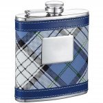 April Blue Plaid Pattern 6 oz. Hip Flask