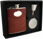 Armstrong 6 oz. Brown Leather Stellar Flask Gift Set