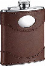 Armstrong Brown Leather Stainless Steel Hip Flask