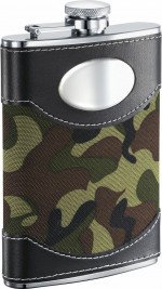 Army Green Camouflage & Stainless Steel Liquor Flask