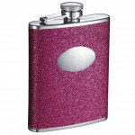Ashlee Glitter Hot Pink Stainless Steel 6 oz. Hip Flask