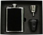 Astaire Black Stainless Steel 6 oz. Deluxe Flask Gift Set