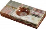 Azure Light Olive And Brown Rectangle Onyx Stone Cigar Ashtray With 2 Cigar Rests