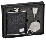 Beau Monde Crocodile Leather 6 oz. Stellar Flask Gift Set
