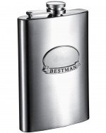 Best Man Ribbon 8 oz. Brushed Steel Flask