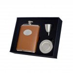 Bobcat Leather Stellar Hip Flask Gift Set - 6 oz.