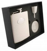 Brilliance Silver Snakeskin Design 6 oz. Stellar Flask Gift Set
