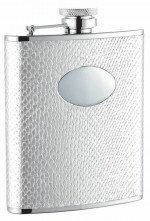 Brilliance White Snakeskin Hip Flask - 6 oz.