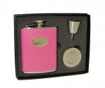 Britney Hot Pink Leather 6 oz. Stellar Flask Gift Set