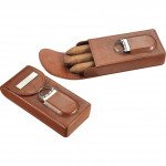 Caldwell Brown Leather Cigar Case with Cigar Cutter